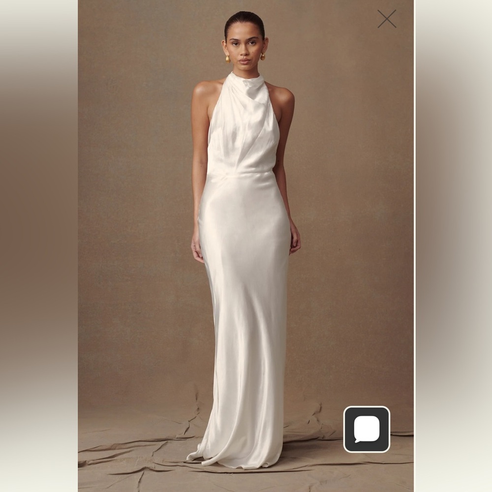 Meshki Ivory Halter Neck Gown